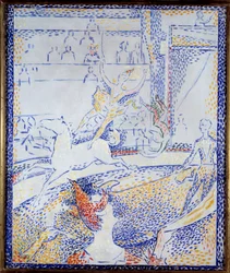 Circo Uma dançarina a fazer um número acrobático a cavalo e um palhaço. Esboço de Georges Seurat (1859-1891) 1891 Sun. 0,55x0,46 m Paris, musee d