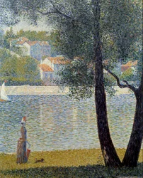 Pintura La Seine a Courbevoie de Georges Seurat (1859-1891) 1885 Colecção privada - O Sena em Courbevoie. Pintura de Georges Seurat (1859-1891)