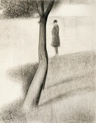 Homem ao lado da árvore; estudo sobre La Grande Jatte