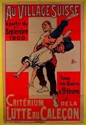 Concursos de propaganda de wrestling de cartazes na Swiss Village, 1900