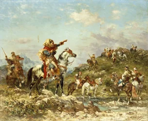 Guerreiros árabes a cavalo,