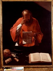 Representação de São Jerônimo lendo Pintura de Georges de la Tour