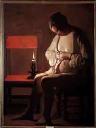 A mulher tem o chip. Pintura de Georges De La Tour (1593-1652)