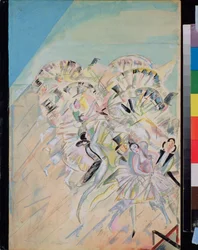 Desenho de palco para a opereta Girofle Girofla, de Charles Lecocq (1832-1918) - Obra de Georgi Bogdanovich Yakulov (1884-1928), guache sobre papel
