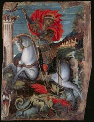Ícone de São Jorge a Cavalo Matando o Dragão (têmpera de ovo no painel)