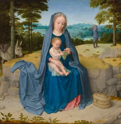 Descanse na fuga para o Egito, c.1510 (óleo no painel)