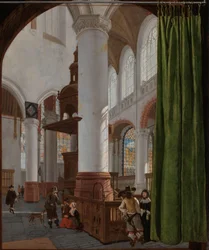 Interior do Oude Kerk em Delft Interior do Oude Kerk em Delft, com uma cortina Trompe-l