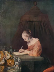 Mulher escrevendo uma carta, c1655, 1938