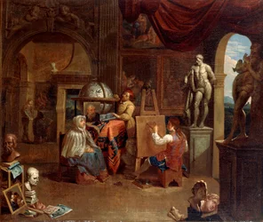 Cena do estúdio do artista, 1680-1720.