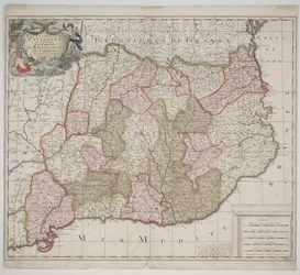 Principado da Catalunha, c.1702 (gravura colorida à mão)