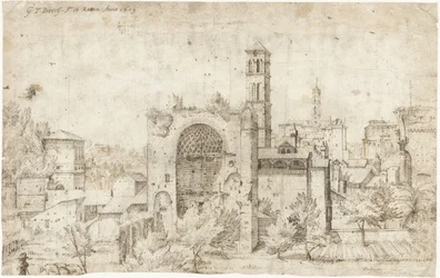 Vista da abside do Templo de Vénus e Roma e do convento de S. Maria Nova, Roma