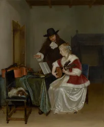 A lição de música, c.1668 (óleo sobre tela)