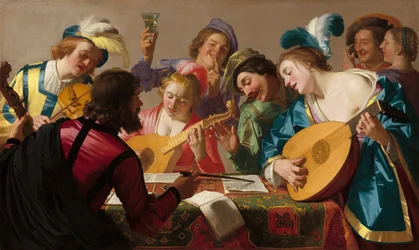 Músicos do final do Reanissance/early Baroque era (Gerald van Honthorst, The Concert, 1623)