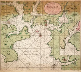 Carta de Plymouth Sound, da carta do Canal da Mancha de Greenville Collins, de 1693