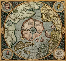 Septentrionalium Terrarum Descriptio (Mapa do Hemisfério Norte), c.1595 (gravura em cobre)