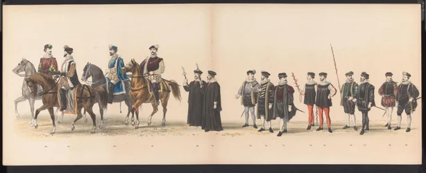 Mascarada dos estudantes de Leiden, 1870 (placa 6)
Desfile de trajes realizado pelos membros da fraternidade estudantil de Leiden a 7 de Junho de 1870, em comemoração do 295º aniversário da Universidade de Leiden, representando uma visita a Leiden em 1870