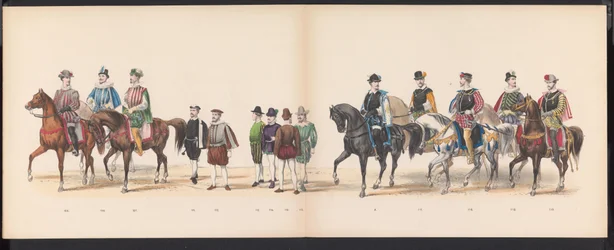 Máscara dos Estudantes de Leiden, 1870 (placa 9) Procissão fantasiada realizada pelos membros do corpo estudantil de Leiden em 7 de junho de 1870, em comemoração aos 295 anos da Leidsche Hoogeschool, retratando uma visita a Leiden em