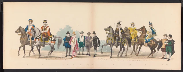 Mascarada dos estudantes de Leiden, 1875 (placa 11)
Mascarada realizada pelos membros da fraternidade estudantil de Leiden em 15 de Junho de 1875 para celebrar o 300º aniversário da Universidade de Leiden, retratando a Universidade de Leiden, mostrada no