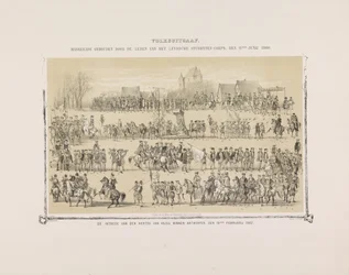 Edição do Povo. Máscara realizada pelos membros do Leydsche Studenten-Corps, 11 de junho de 1860. A entrada do Duque de Anjou em Antuérpia, 19 de fevereiro de 1582. (título no objeto)