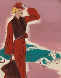 Moda feminina década de 1930 - vestido com estola - Hartung