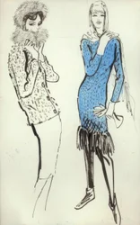 Traje e vestido com franjas - G.Hartung