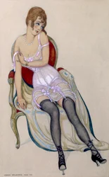 Senhora em roupa interior