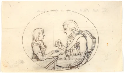 O príncipe herdeiro Frederik com o príncipe herdeiro (Chr. VIII) mostra um retrato da falecida princesa Sofie Frederikke