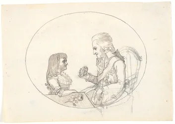 O príncipe herdeiro Frederik com o príncipe herdeiro (Chr. VIII) mostra um retrato da falecida princesa Sofie Frederikke