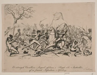Uma carga de cavalaria austríaca de bloqueio na Batalha de Austerlitz