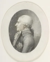 Retrato de A. P. Bernstorff, Conde, Primeiro Ministro (1735-1797). Imagem do busto. Perfil à esquerda