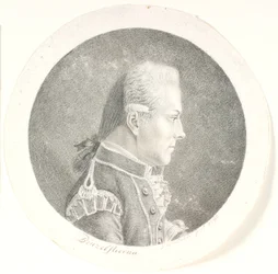 Retrato de Lars Benzelstjerne, oficial naval sueco (1759-1808). Imagem do busto. Perfil à direita