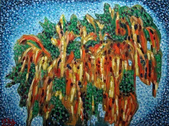 Coqueiro no crepúsculo,2019 (óleo sobre tela)