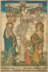 Cristo na cruz com anjos