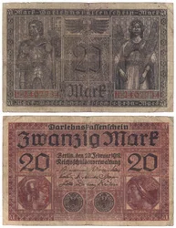 Uma nota de vinte marcos, 1918 (recto e verso)