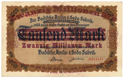 Uma nota de vinte milhões de marcos, 1922
