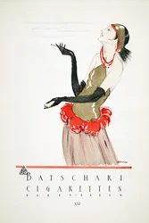 Anúncio de "Batschari Cigaretten", de Styl, pub.1922 (impressão em pochoir)