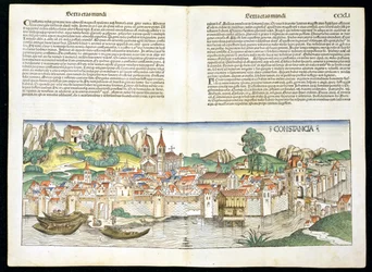 Visão de olho de pássaro de Constance da Crônica de Nuremberg por Hartmann Schedel (1440-1514) 1493
