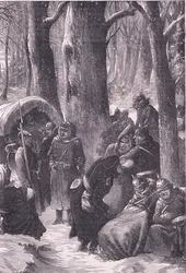 Bivouac in the snow, Cassells History of the War between France and Germany publicado por Cassell and Company Limited, c.1890 (litho)