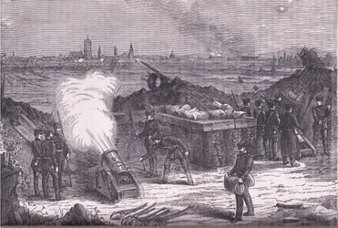 Bombardeamento de Schelestadt, Cassells História da Guerra entre a França e a Alemanha publicado pela Cassell and Company Limited, c.1890 (litho)