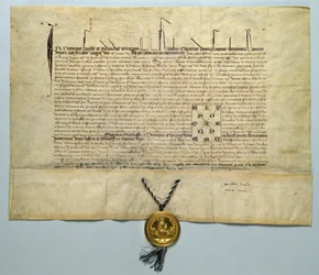 Touro de Carlos IV (1316-78) Sacro Imperador Romano, 29 de janeiro de 1365 (tinta em pergaminho com selo de ouro)