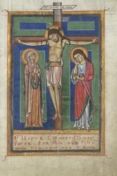 Canon Página de um sacramento, com a crucificação, c. 1150-1160 (têmpera e folha de ouro em pergaminho)