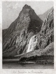 Cachoeira de Pissevache. (gravura, por volta de 1830)