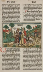 Davi e a Arca da Aliança, final do século 15 (xilogravura colorida à mão)