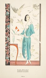 Der Brief, Coat Dress by Kurnen, from Styl, pub.1922 (pochoir print)
