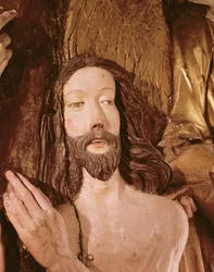 Detalhe do Baptismo de Cristo (madeira policromada)