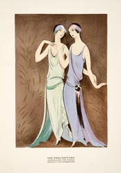 Die Freundinnen, vestidos de Kuhnen, de Styl, pub.1922 (gravura em pochoir)