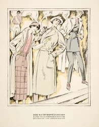 "Die Sachverständigen", anúncio de casacos de Stawropulos  Moldauer, de Styl, pub.1922 (impressão em pochoir)