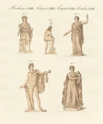 Divindades dos gregos e romanos (gravura colorida)