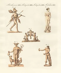 Divindades dos gregos e romanos (gravura colorida)