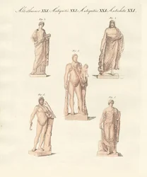 Divindades dos gregos e romanos (gravura colorida)